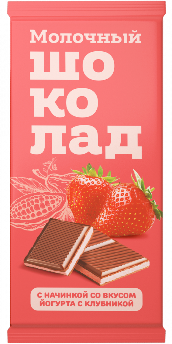 №1 Меренга Шоколад молочный с начинкой Йогурт-Клубника,(блок 24шт по 80г)   в Кирово-чепецке