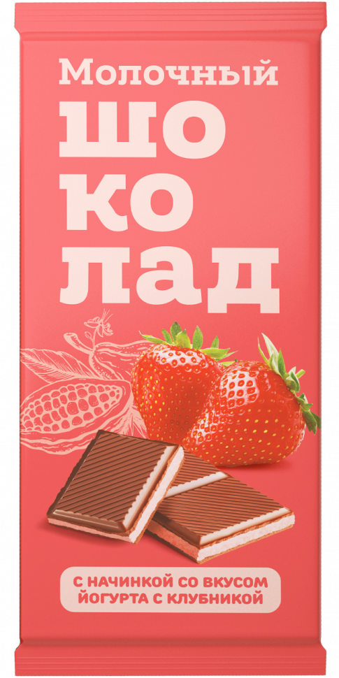  Меренга Шоколад молочный с начинкой Йогурт-Клубника,(блок 24шт по 80г)   в Кирово-чепецке
